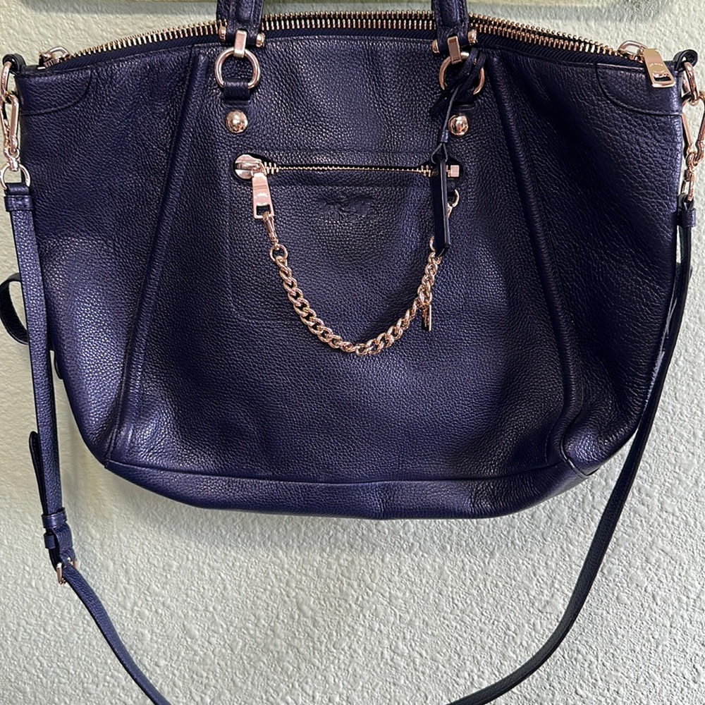 Navy Blue Prairie Satchel Coach Purse